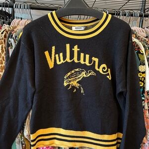 DAYDREAMER LA Blondie 76 “Vultures” Black & Gold Knit Sweater Stripes L Punk